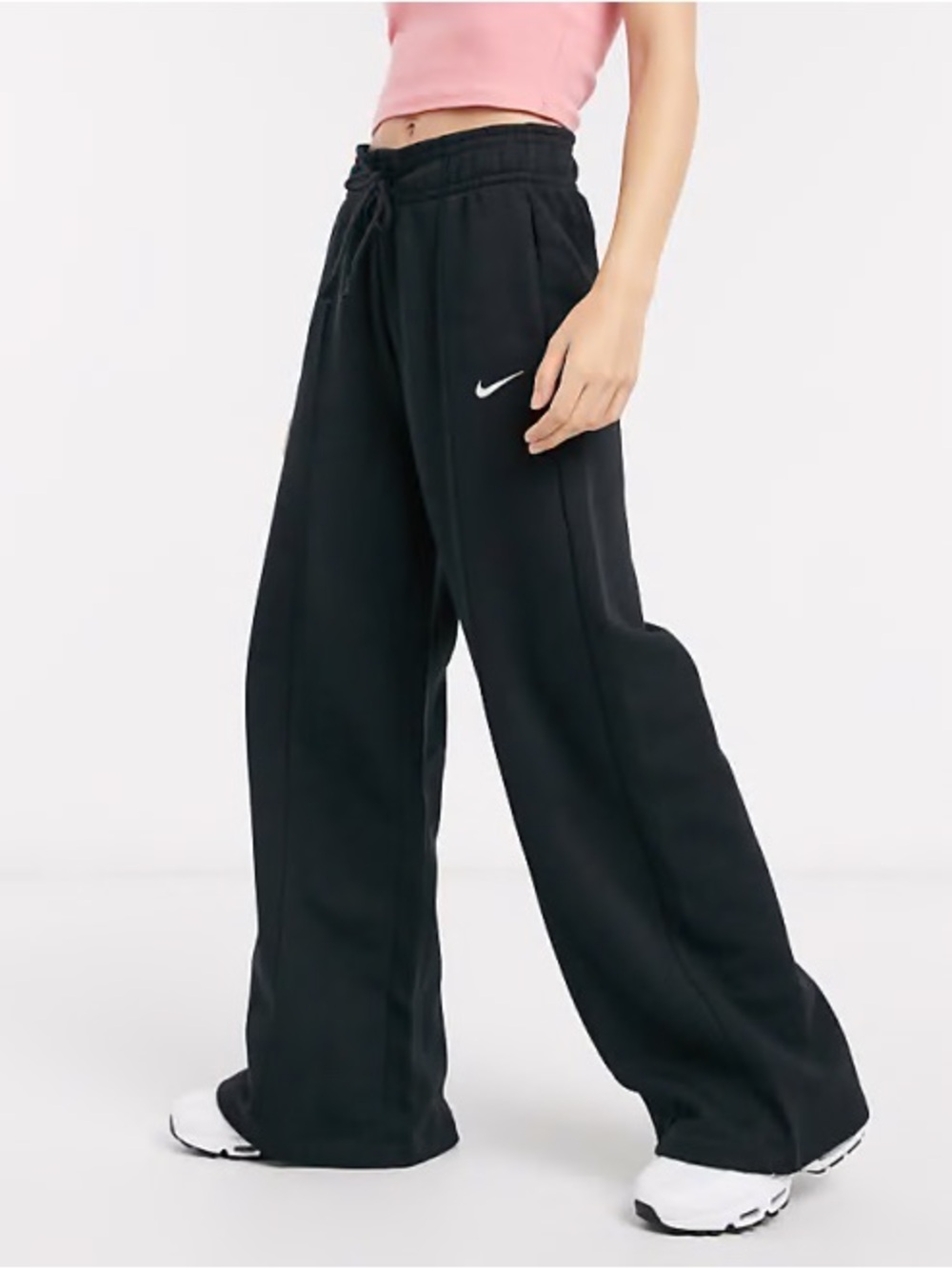 Nike Palazzo Wide Leg Loose Fit Black Cotton Fleece Sweatpants NEW XL CU6156 - Picture 3 of 7